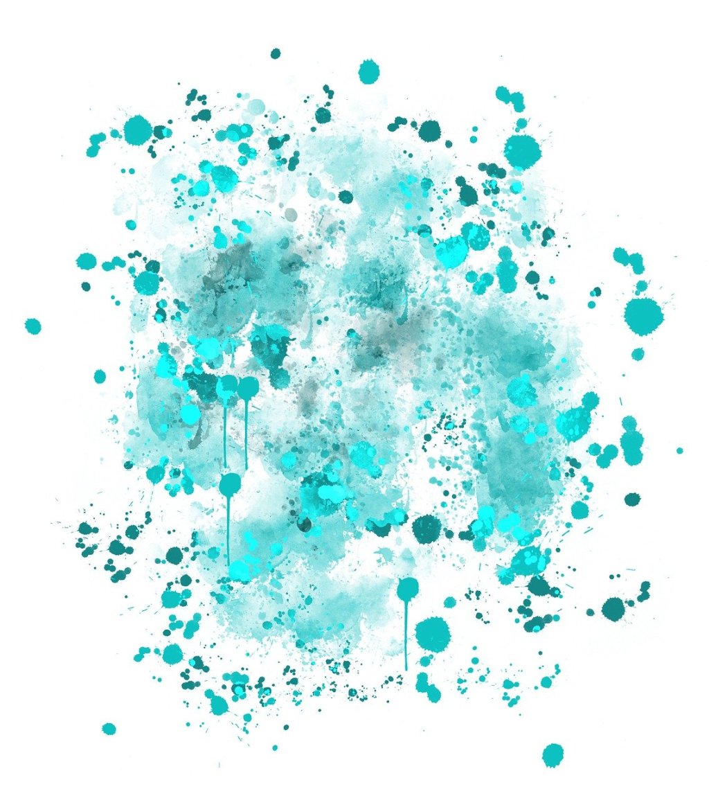 Artwork: swirling splashes of bright turquoise, image by Luciana Silva, on Pixabay.
