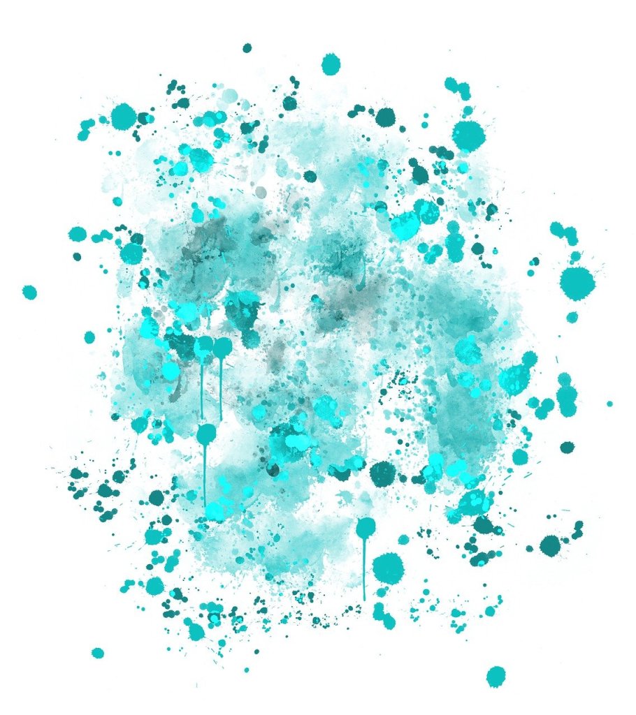 Artwork: swirling splashes of bright turquoise, image by Luciana Silva, on Pixabay.